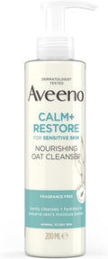 Aveeno Face Calm+Restore Nourishing Oat Cleanser (1x 200ml), Non-Foaming Face Care, Gentle Cleanser with Prebiotic Oat and Calming Feverfew, Helps Preserve Skin's Barrier