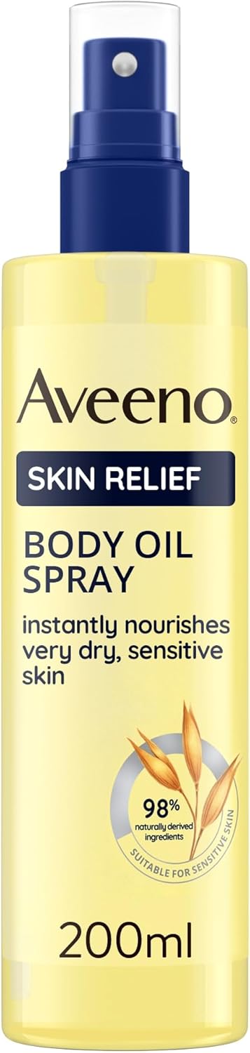 Aveeno Skin Relief Body Oil Spray, With Oat Oil & Jojoba Oil, Suitable For Sensitive Skin, Instantly Nourishes Very Dry, Sensitive Skin, Suitable for a Massage, 200ml